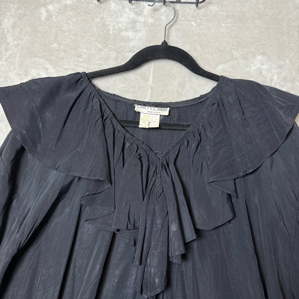 Vintage Aries Woman Black Rayon Romantic Gothic Tunic Mini Dress - Picture 6 of 11